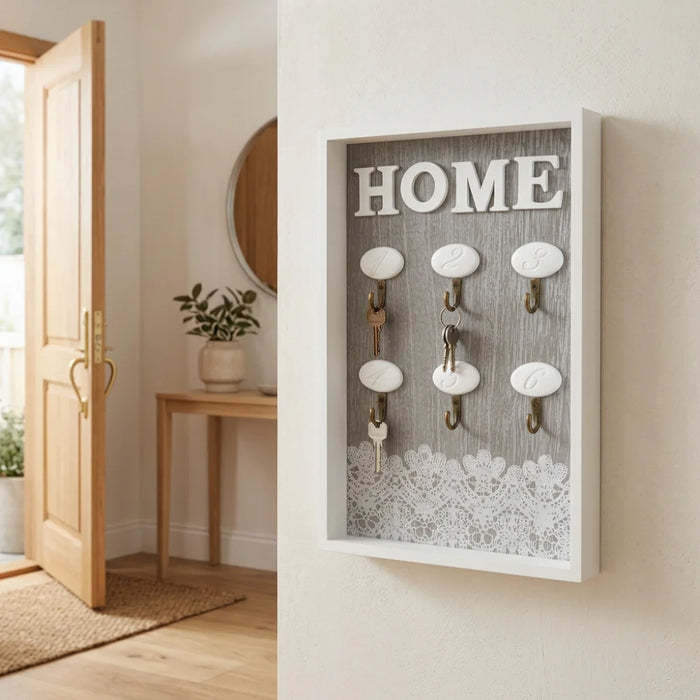 Porta Llave De Madera Cuadro Colgador Decorativo Para Llaves