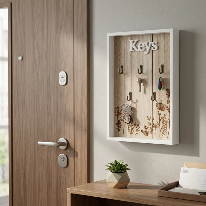 Porta Llave De Madera Cuadro Colgador Decorativo Para Llaves