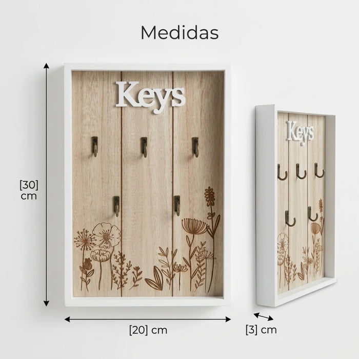 Porta Llave De Madera Cuadro Colgador Decorativo Para Llaves