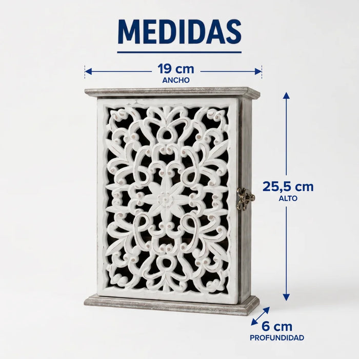 Porta Llave De Madera Diseño Mandala 6 Ganchos Para Llaves