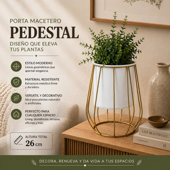 Porta Macetero Pedestal Maceta Plantas Metalico Decorativo