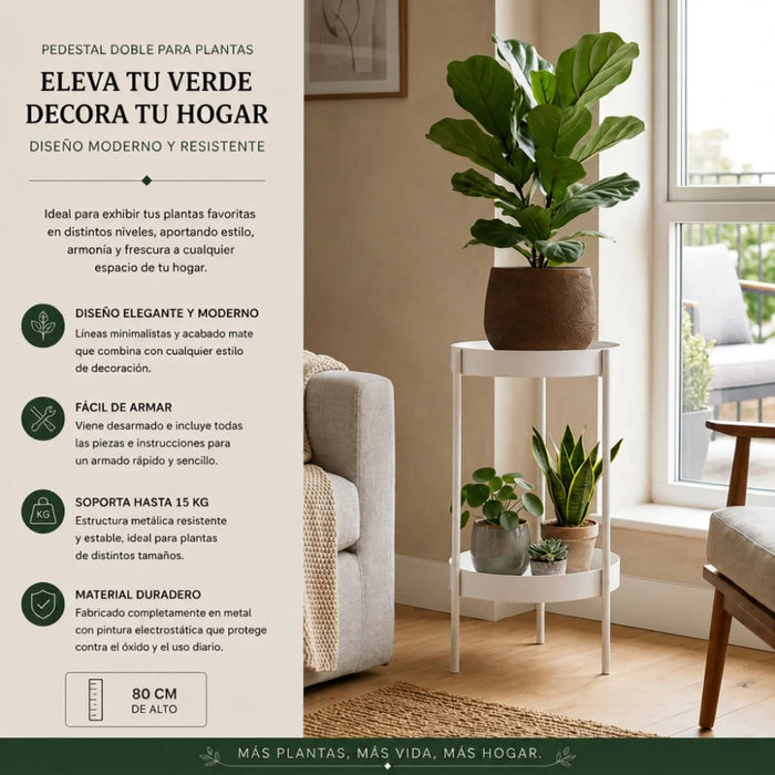 Porta Macetero Pedestal Para Plantas 2 Niveles Estante M