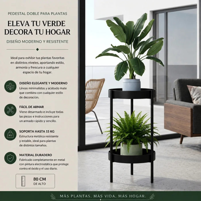 Porta Macetero Pedestal Para Plantas 2 Niveles Estante M