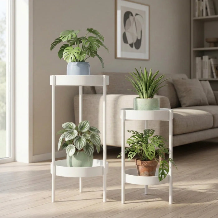 Porta Macetero Pedestal Para Plantas 2 Niveles Estante M