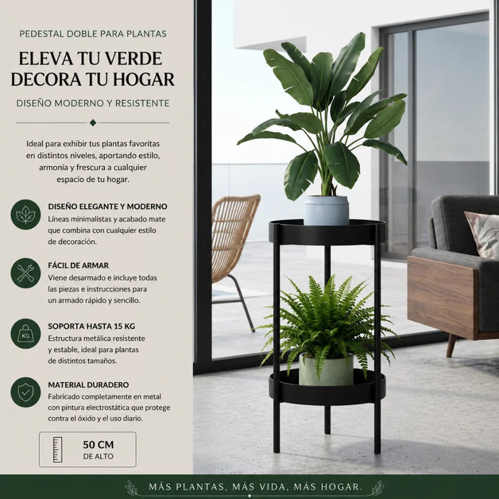 Porta Macetero Pedestal Para Plantas 2 Niveles Estante S