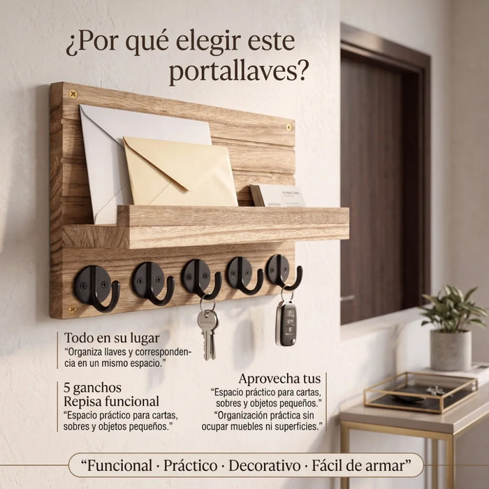 Portallaves De Madera Organizador Decorativo Para Llaves
