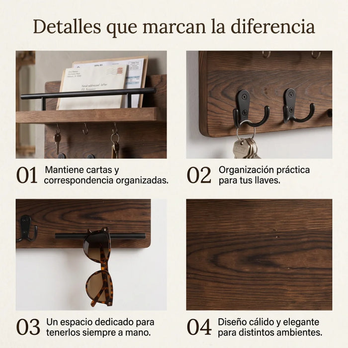Portallaves De Madera Organizador Decorativo Para Llaves