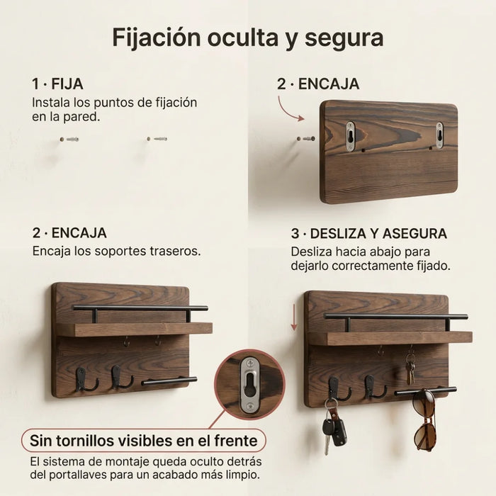 Portallaves De Madera Organizador Decorativo Para Llaves