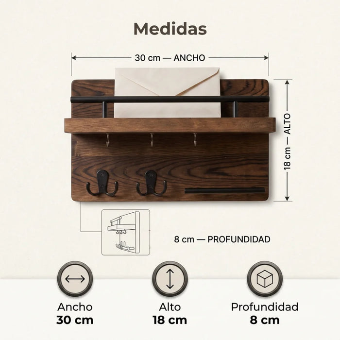 Portallaves De Madera Organizador Decorativo Para Llaves