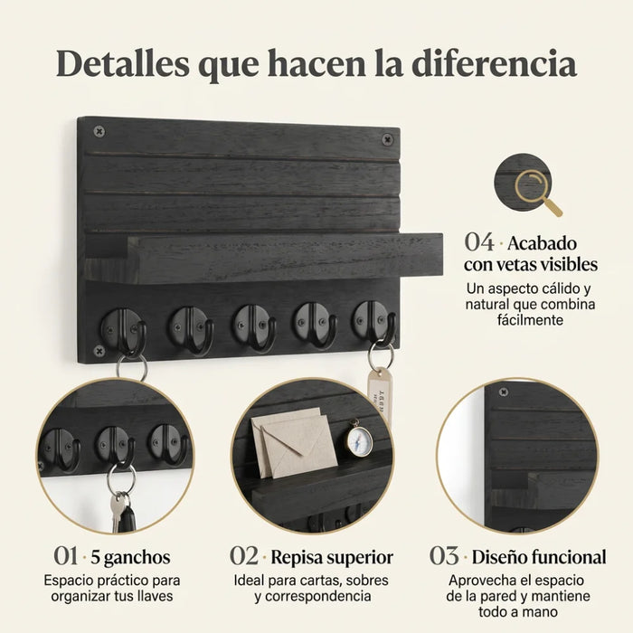Portallaves De Madera Organizador Decorativo Para Llaves