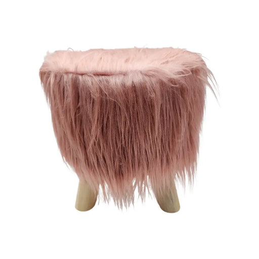 Puff Redondo Con Pelo Sintetico Para Niños Colores - Fliperex