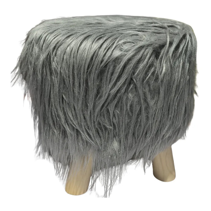 Puff Redondo Con Pelo Sintetico Para Niños Colores