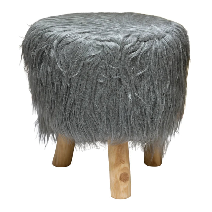 Puff Redondo Con Pelo Sintetico Para Niños Colores