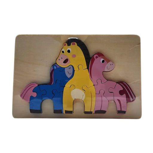 Puzzle Juego De Madera Animales Caballitos Juguete Educativo - Fliperex