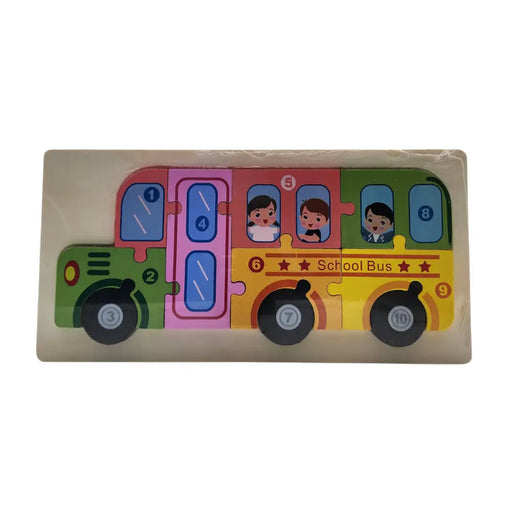 Puzzle Juego De Madera Autobus Juguete Educativo - Fliperex