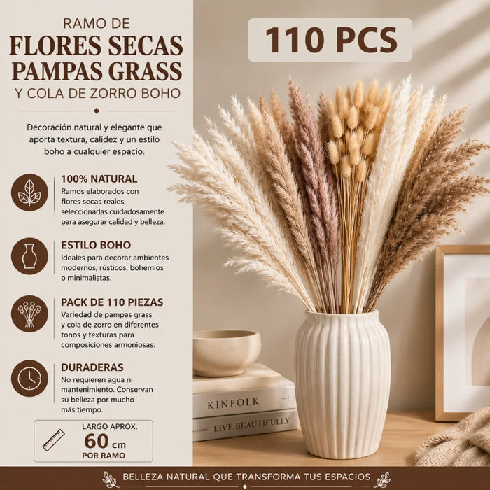 Ramo De Flores Secas Pampas Grass Y Cola De Zorro Boho