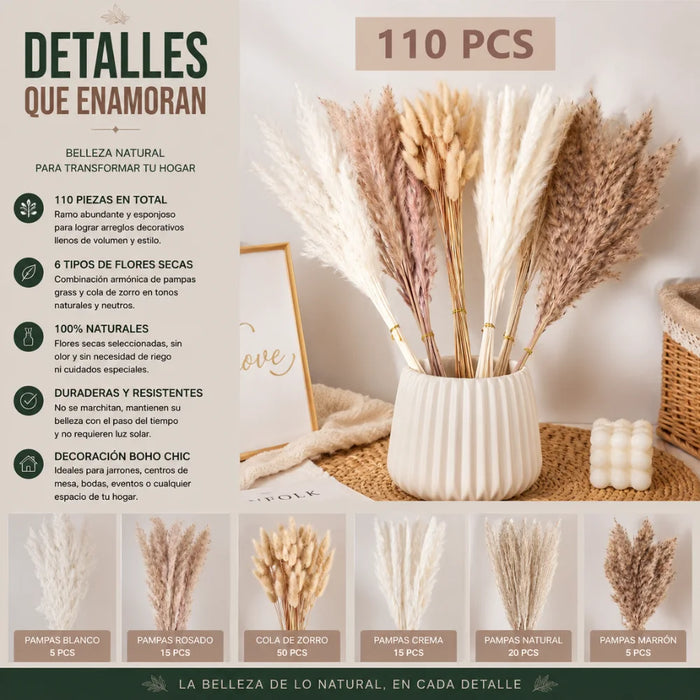 Ramo De Flores Secas Pampas Grass Y Cola De Zorro Boho