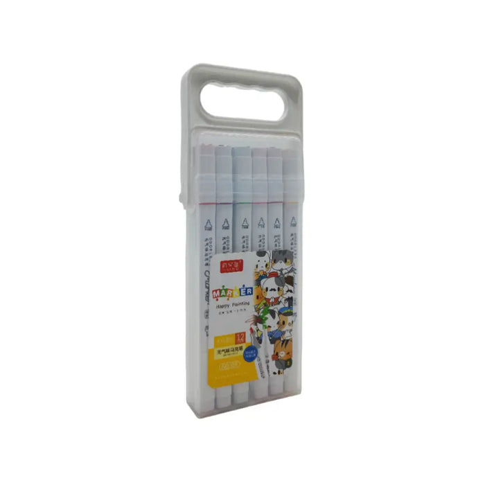 Set 12 Marcadores Happy Painting Doble Punta A Base De Agua - Fliperex