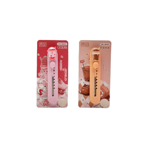 Set 2 Corta Cartón Cutter Mini Diseño Bebestible Kawaii Cute - Fliperex