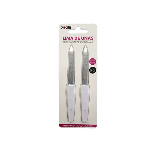 Set 2 Limas De Uñas Metálica Manicura Mango De Color - Fliperex