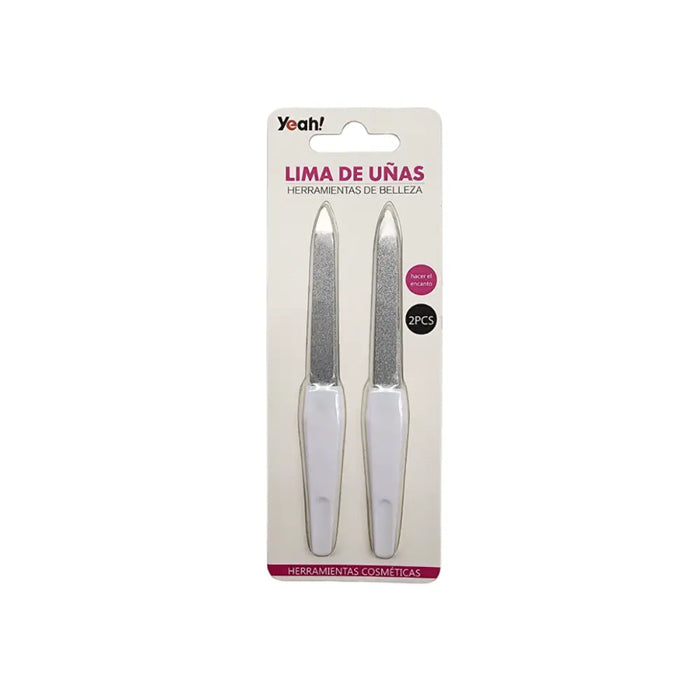 Set 2 Limas De Uñas Metálica Manicura Mango De Color - Fliperex