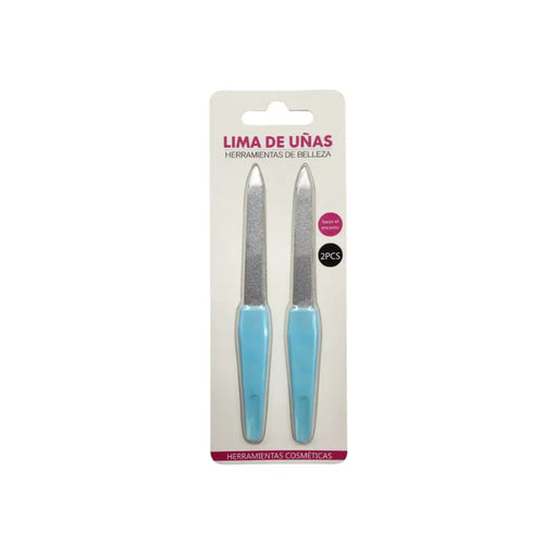 Set 2 Limas De Uñas Metálica Manicura Mango De Color - Fliperex