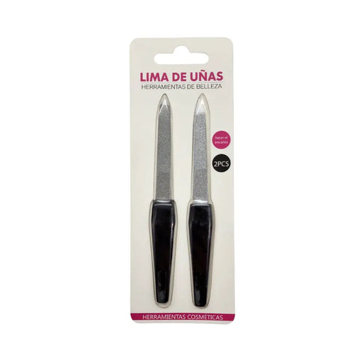 Set 2 Limas De Uñas Metálica Manicura Mango De Color - Fliperex