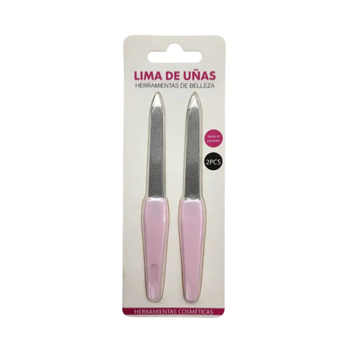 Set 2 Limas De Uñas Metálica Manicura Mango De Color - Fliperex