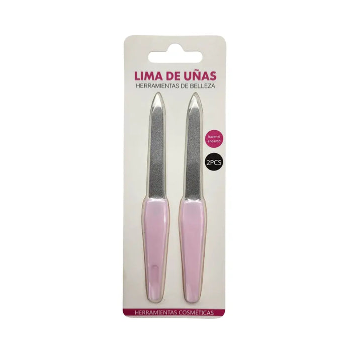 Set 2 Limas De Uñas Metálica Manicura Mango De Color - Fliperex