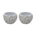 Set 2 Macetero Maceta Acabado Cemento Relieve Hojas Blanco L - Fliperex