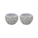 Set 2 Macetero Maceta Acabado Cemento Relieve Hojas Blanco M - Fliperex
