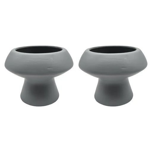 Set 2 Macetero Maceta De Ceramica Con Forma De Seta Gris - Fliperex