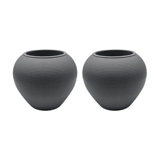Set 2 Maceteros Plastico Redondo Ovalado Moderno Textura L - Fliperex