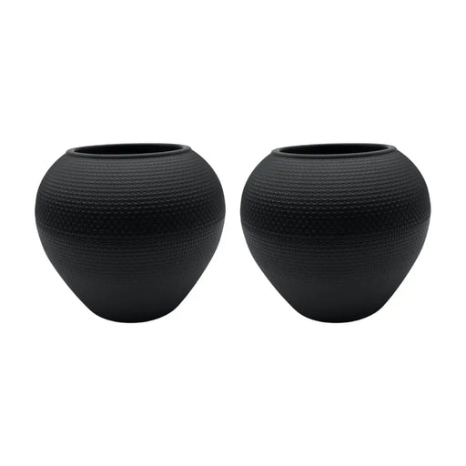 Set 2 Maceteros Plastico Redondo Ovalado Moderno Textura L - Fliperex