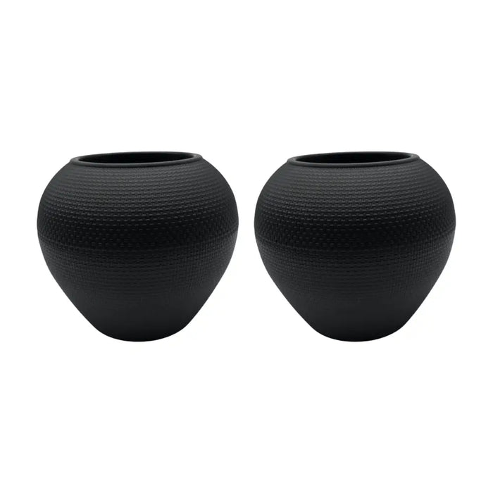 Set 2 Maceteros Plastico Redondo Ovalado Moderno Textura S - Fliperex