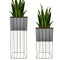 Set 2 Porta Macetero Pedestal Maceta Plantas Blanco Dorado