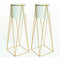 Set 2 Porta Maceteros Pedestal Igual Tamaño Blanco Dorados