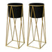 Set 2 Porta Maceteros Pedestal Igual Tamaño Negro Dorados - Fliperex