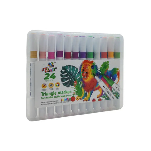 Set 24 Marcadores Triangulares Doble Punta En Base A Agua - Fliperex
