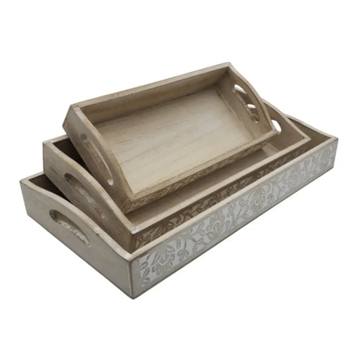 Set 3 Bandejas Decorativa Multiuso Madera Cocina Sofa Regalos - Fliperex