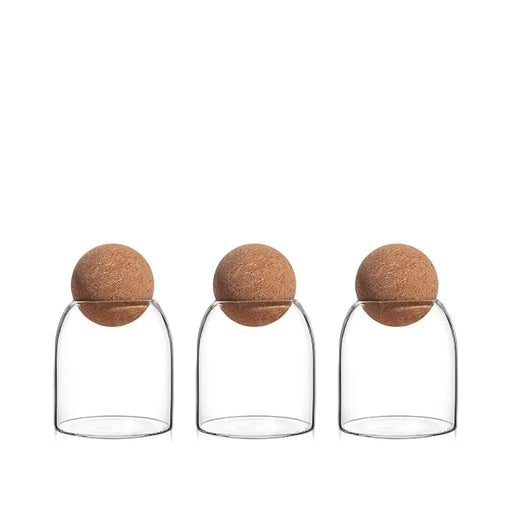 Set 3 Botellas Frascos Vidrio Transparente Tapa De Corcho S - Fliperex