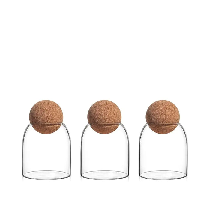 Set 3 Botellas Frascos Vidrio Transparente Tapa De Corcho S - Fliperex