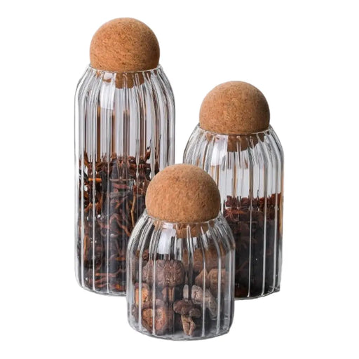 Set 3 Frascos De Vidrio Decorativos Bola De Corcho - Fliperex