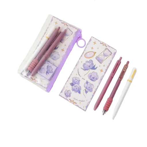 Set 3 Lapices Con Estuche Morado Mas Accesorio Regalo - Fliperex