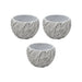Set 3 Macetero Maceta Acabado Cemento Relieve Hojas Blanco S - Fliperex