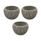 Set 3 Macetero Maceta Acabado Cemento Relieve Hojas Gris M
