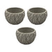 Set 3 Macetero Maceta Acabado Cemento Relieve Hojas Gris M - Fliperex