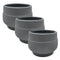 Set 3 Macetero Maceta Acabado Mate Gris Con Lineas Relieve