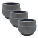 Set 3 Macetero Maceta Acabado Mate Gris Con Lineas Relieve - Fliperex