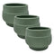 Set 3 Macetero Maceta Acabado Mate Verde Con Lineas Relieve